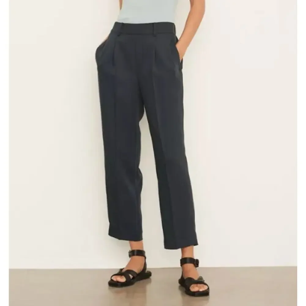 VINCE Mid-Rise Tapered Pull-On Pants Ankle Straight Wide Leg Trouser, Black - Picture 15 of 15